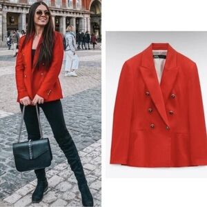 Zara Tailored Double Breasted Blazer Size Small